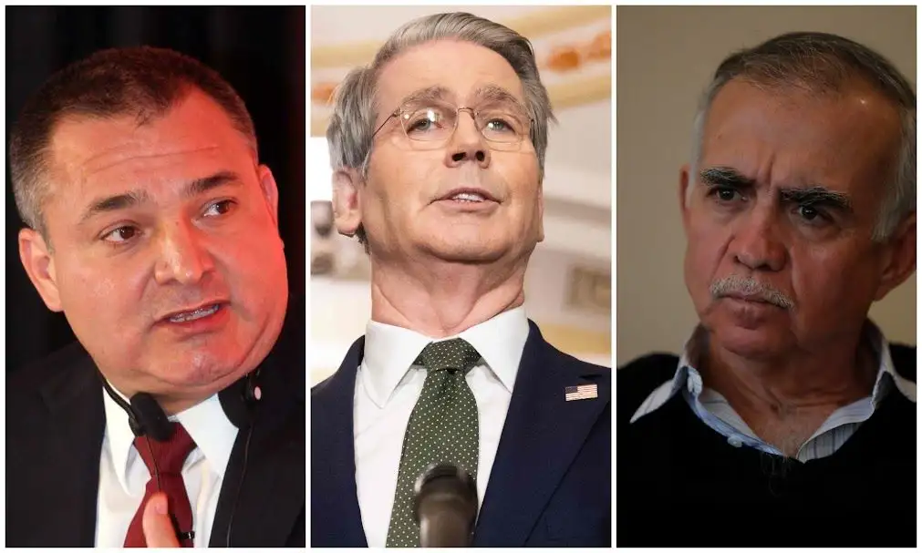 El Departamento del Tesoro (al centro su titular) presentó como evidencia del lavado de dinero los sobornos al ex secretario de Seguridad Pública, mientras Hacienda rechaza haber recibido pruebas de nexos criminales. A su vez, las tres instituciones negaron las acusaciones (a la derecha Alfonso Romo, propietario de Vector). Fotos 