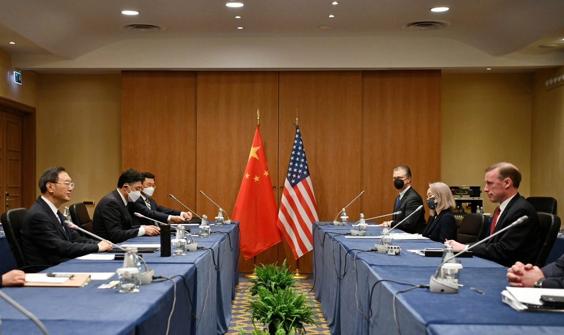 Reunión del asesor de Seguridad Nacional de Estados Unidos, Jake Sullivan, con el asesor de política exterior chino, Yang Jiechi, el 14 de marzo de 2022. Foto Ap