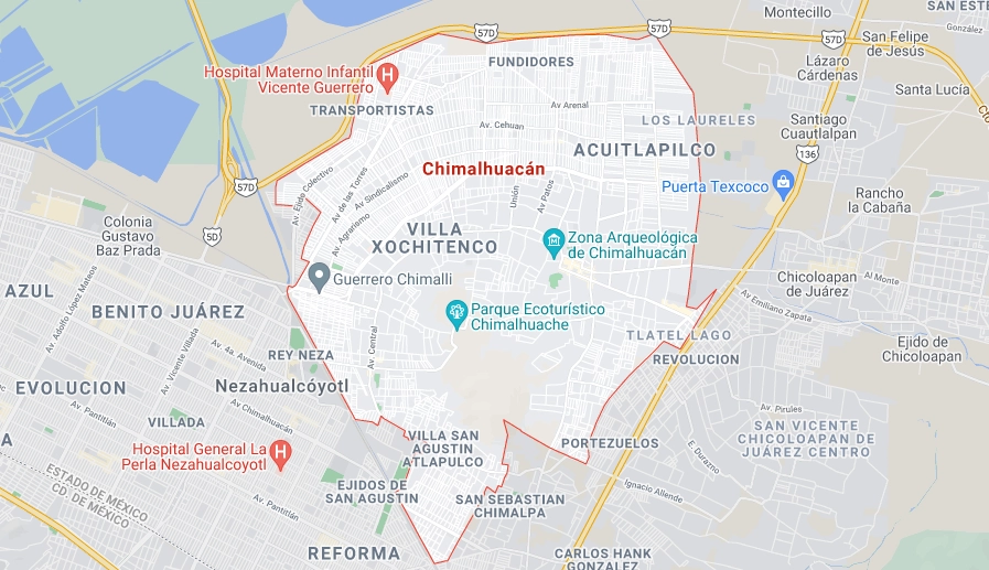 Ante de terminar su gestión el alcalde de Chimalhuacán sindicalizó a integrantes de la organización Antorcha Campesina. Foto Google Maps
