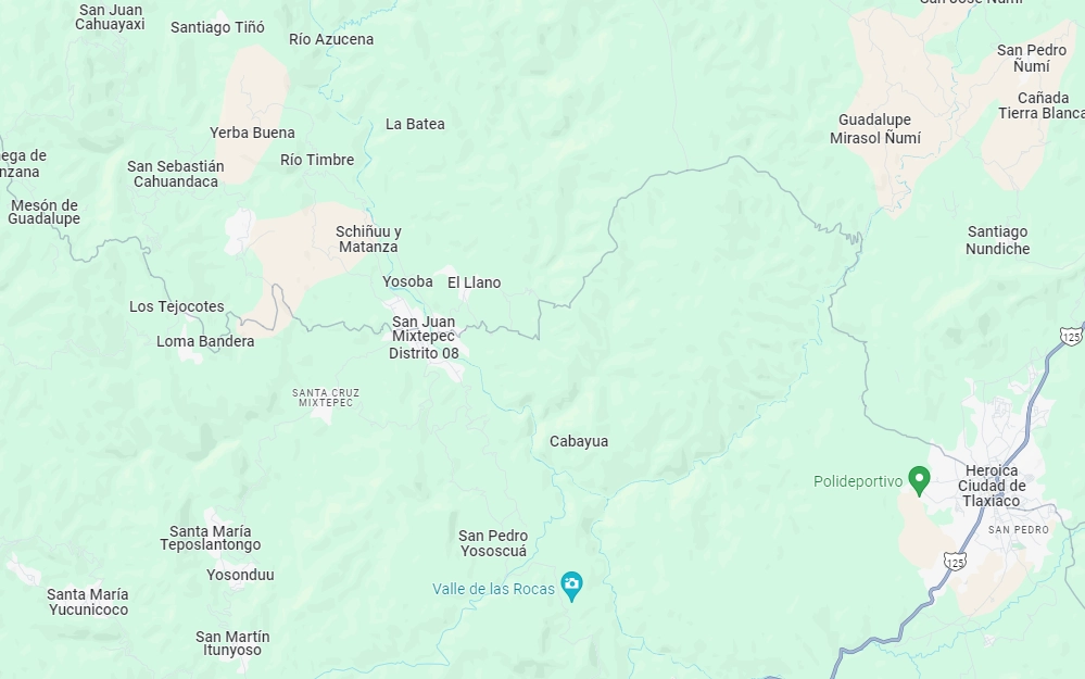 Comuneros de  San Juan Mixtepec y de Santo Domingo Yosoñama, en Oaxaca acusan a funcionarios de incentivar el conflicto agrario de las localidades. Foto Google Maps
