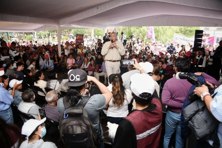 Adán Augusto López estuvo en Coyoacán donde encabezó una asamblea informativa sobre su propuesta. Foto @adan_augusto