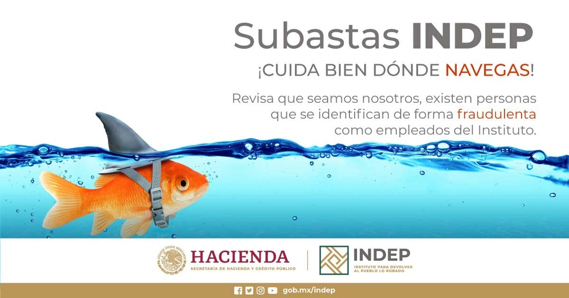 El Indep alertó a interesados en participar en las subastas sobre sitios falsos usados para cometer fraudes. Foto Twitter @IndepOficialMex