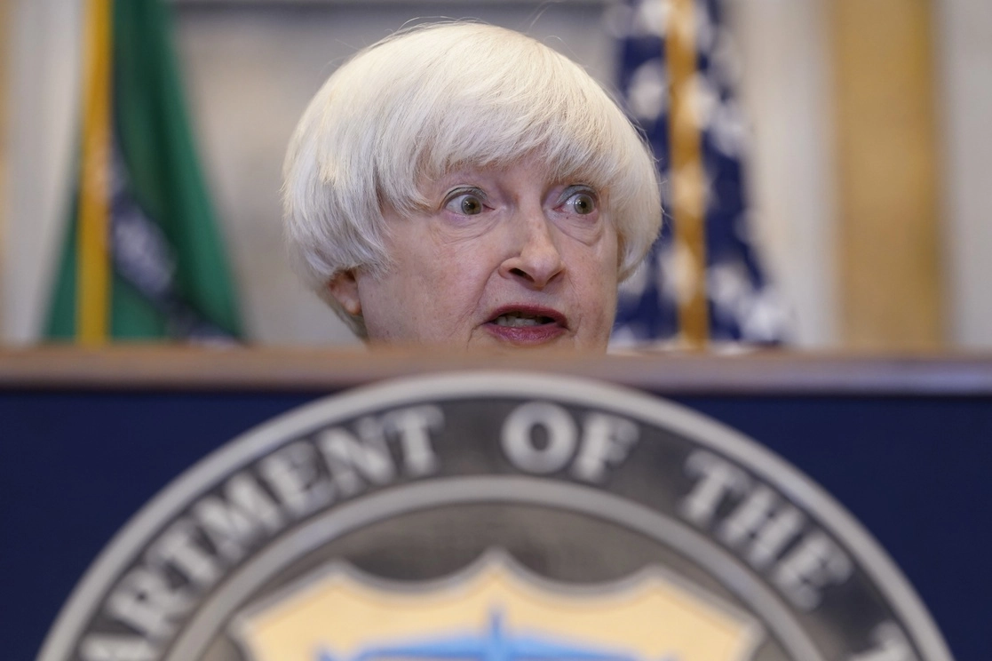 La secretaria del Tesoro, Janet Yellen, durante una conferencia en el Departamento del Tesoro en Washington, el 21 de abril de 2022. Foto Ap