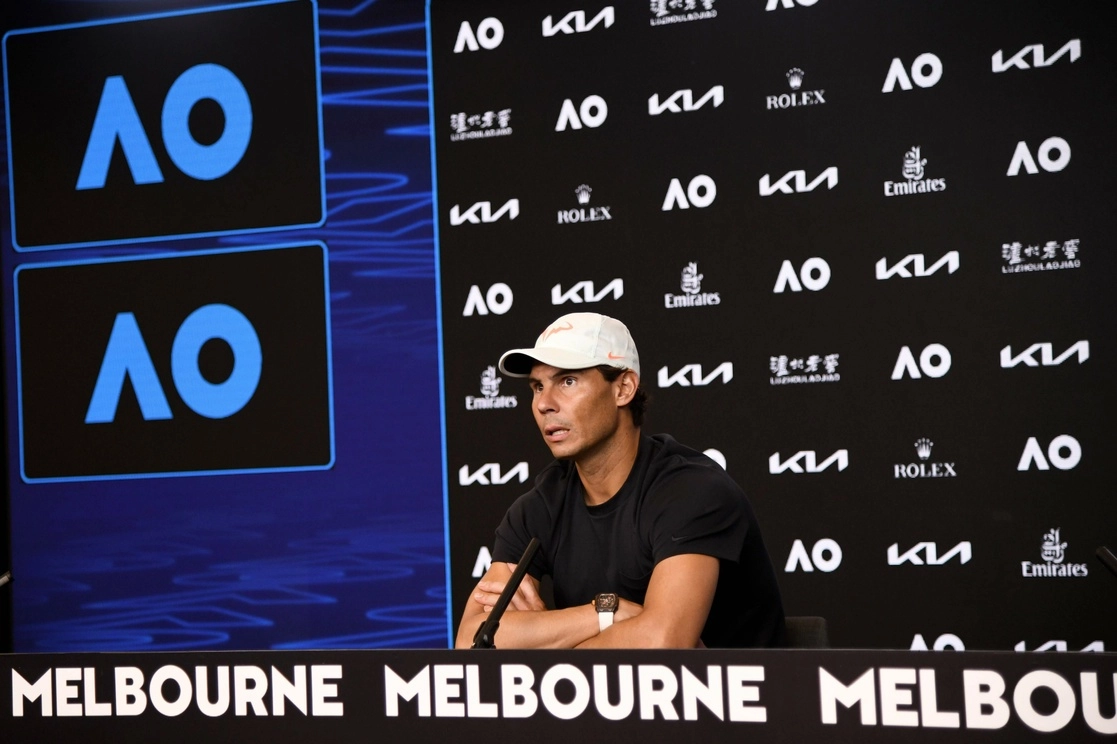 Rafael Nadal durante una conferencia de prensa previa al torneo en Melbourne Park en Melbourne. Foto Afp