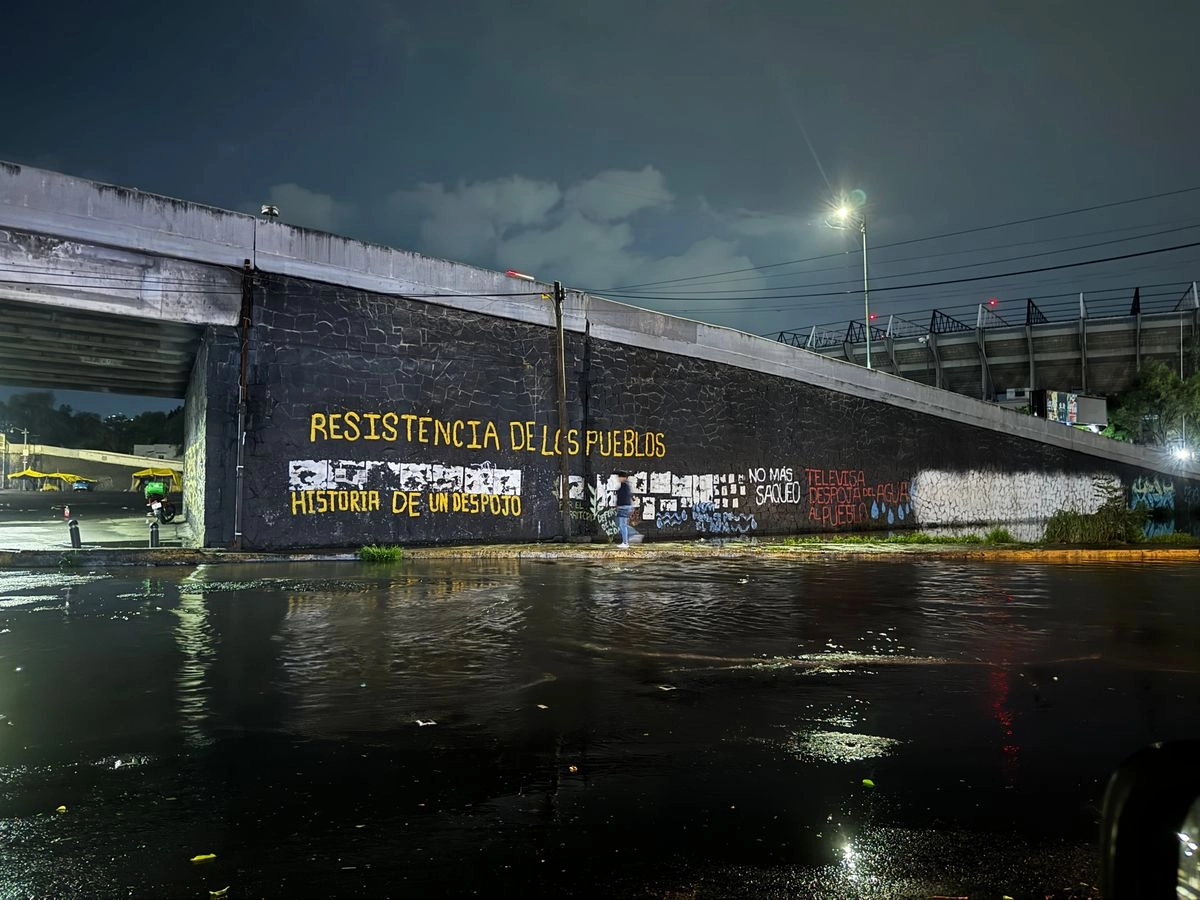Inundaciones en los alrededores del estadio Azteca, el cual albergará la inauguración de la Copa, el 11 de junio de 2026. Foto 