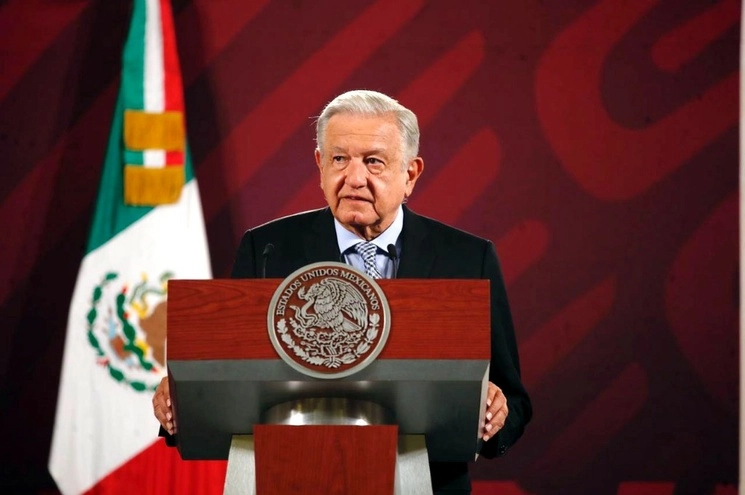 El presidente de México, Andrés Manuel López Obrador, durante su conferencia matutina en Palacio Nacional, en la Ciudad de México, el 18 de julio de 2023. Foto Cristina Rodríguez