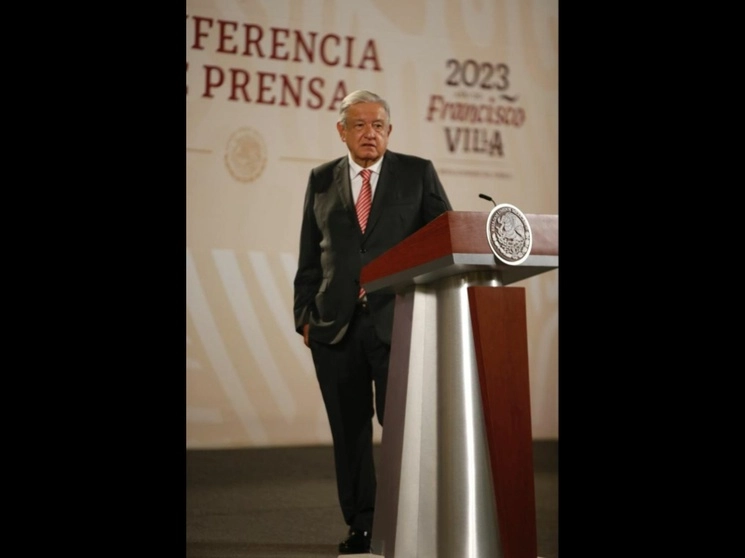 El presidente Andrés Manuel López Obrador durante su conferencia matutina en Palacio Nacional, en la Ciudad de México, el 26 de mayo de 2023. Foto José Antonio López