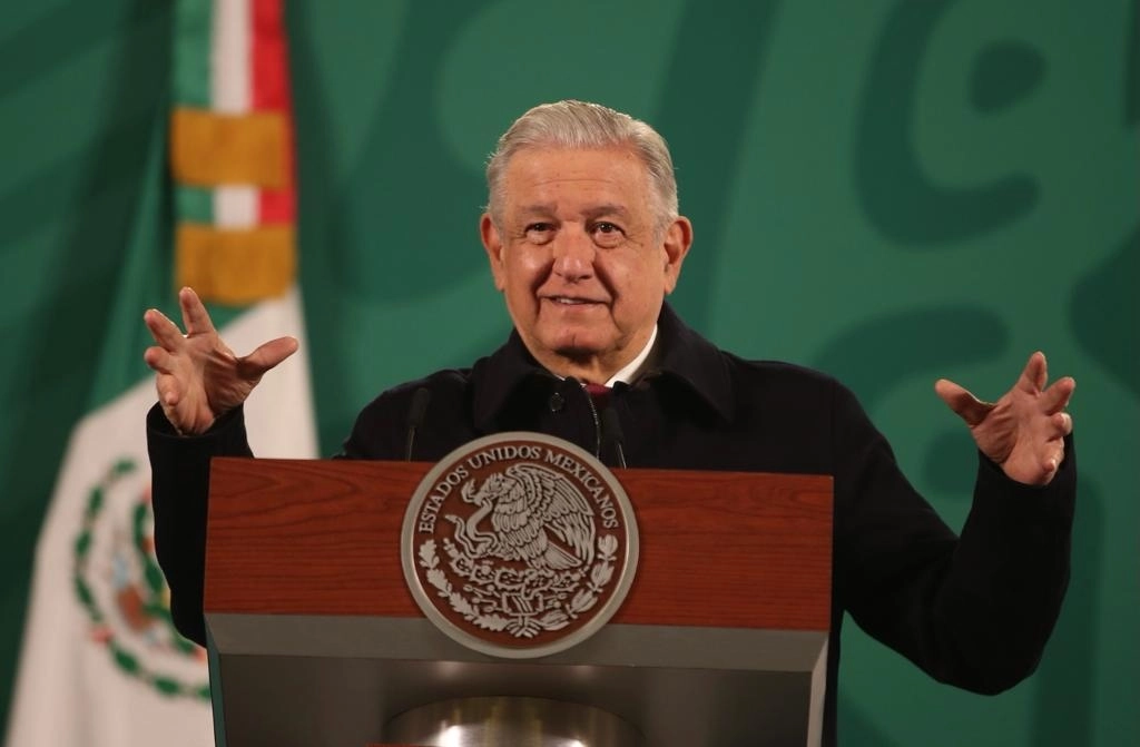 El presidente Andrés Manuel López Obrador durante la conferencia de prensa matutina en Palacio Nacional, el 28 de diciembre de 2021. Foto José Antonio López