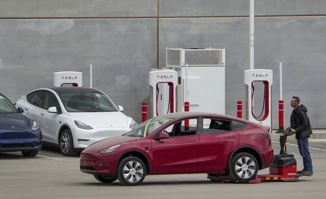 Detalle de la planta de fabricación automotriz de Tesla en Austin, Texas. Foto Ap