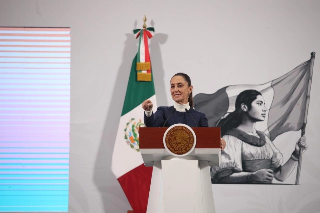 La presidenta Claudia Sheinbaum Pardo durante su conferencia matutina en Palacio Nacional, en la Ciudad de México, el 3 de febrero de 2025. Foto María Luisa Severiano