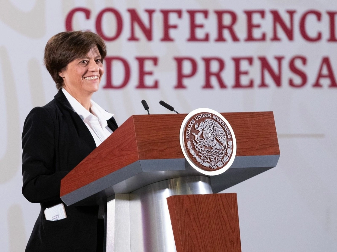 Blanca Jiménez, titular de Conagua, durante una conferencia mañanera. Foto Pablo Ramos / Archivo