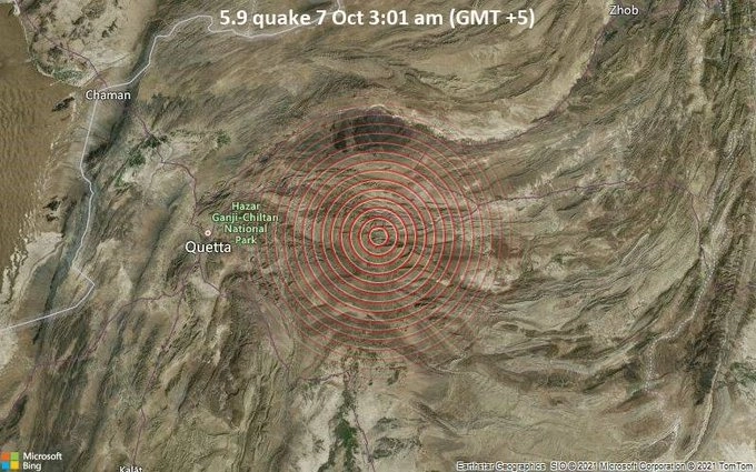 Mapa aéreo de la zona del temblor. Foto @BulletinObserv1