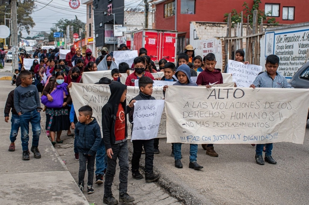 Protesta de familias de desplazados en Chiapas en imagen de archivo. Foto Cuartoscuro
