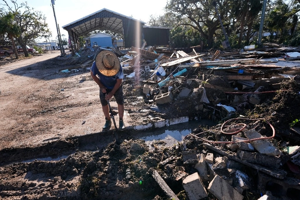 Imágenes de la destrucción dejada por el huracán 'Helene' en Horseshoe Beach, Florida, el domingo 29 de septiembre de 2024. Foto Ap