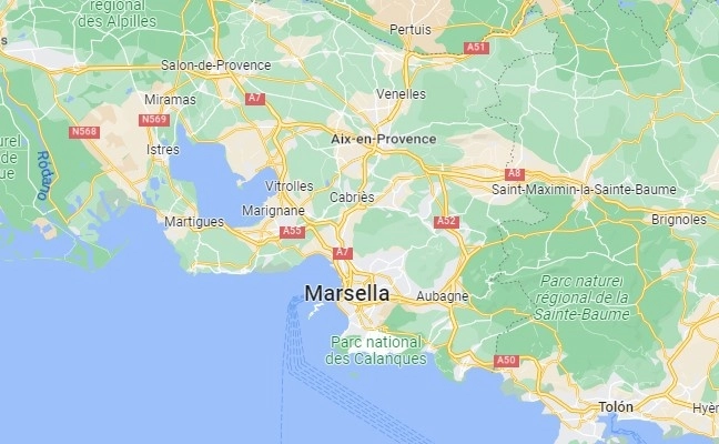Al menos dos personas han muerto y varias han resultado heridas en la noche de este domingo durante varios tiroteos que han tenido lugar en la ciudad francesa de Marsella. Imagen de Google Maps