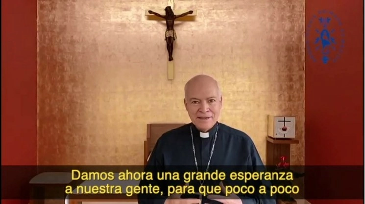 El Cardenal Carlos Aguiar Retes en captura de pantalla del mensaje que difundió.