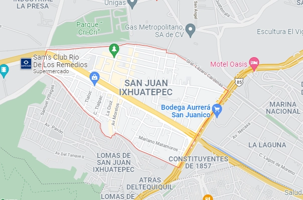 El fuerte olor a gas se generó en la localidad de San Juan Ixhuatepec, en Tlalnepantla. Imagen Google Maps