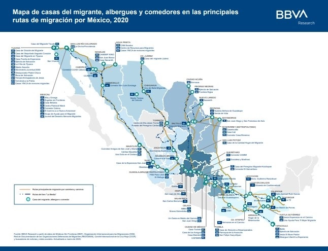 Imagen contenida en el informe 
https://www.bbvaresearch.com/en/publicaciones/map-2020-of-migrant-houses-shelters-and-soup-kitchens-for-migrants-in-mexico