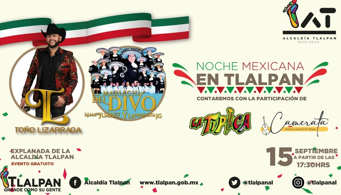 La alcaldía informó que se implementó un operativo especial de Seguridad Pública que incluye el cierre de vialidades, a fin de garantizar el libre acceso a las personas que acudan a la ceremonia de la Independencia al centro de Tlalpan y sus alrededores. Imagen tomada del Twitter de @TlalpanAl