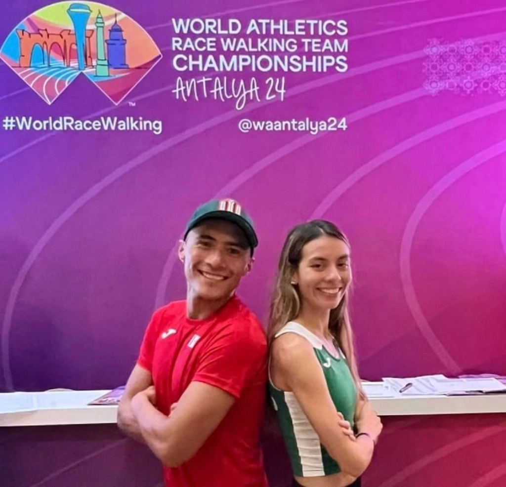 Los marchistas, Alegna González y Ever Palma, consiguieron su boleto olímpico en la prueba de maratón relevos mixtos. Foto Tomada de X @CONADE 