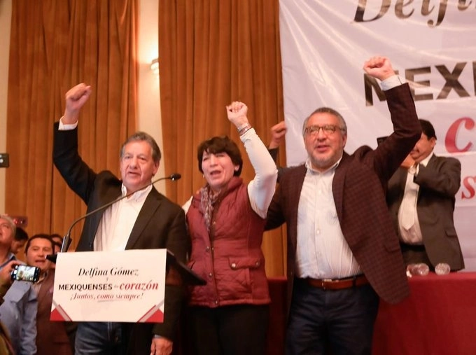 Higinio Martínez, Delfina Gómez y Horacio Duarte este jueves. Foto del twitter de Martínez