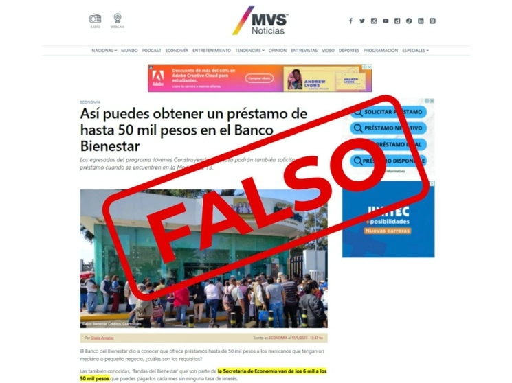 Una de las tantas publicaciones difundidas con información falsa sobre el Banco del Bienestar, dadas a conocer por el gobierno federal 