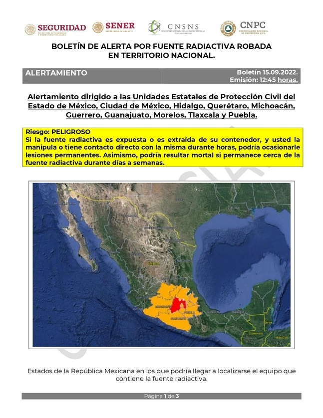 Alertan por robo de equipo radioactivo. Foto La Jornada