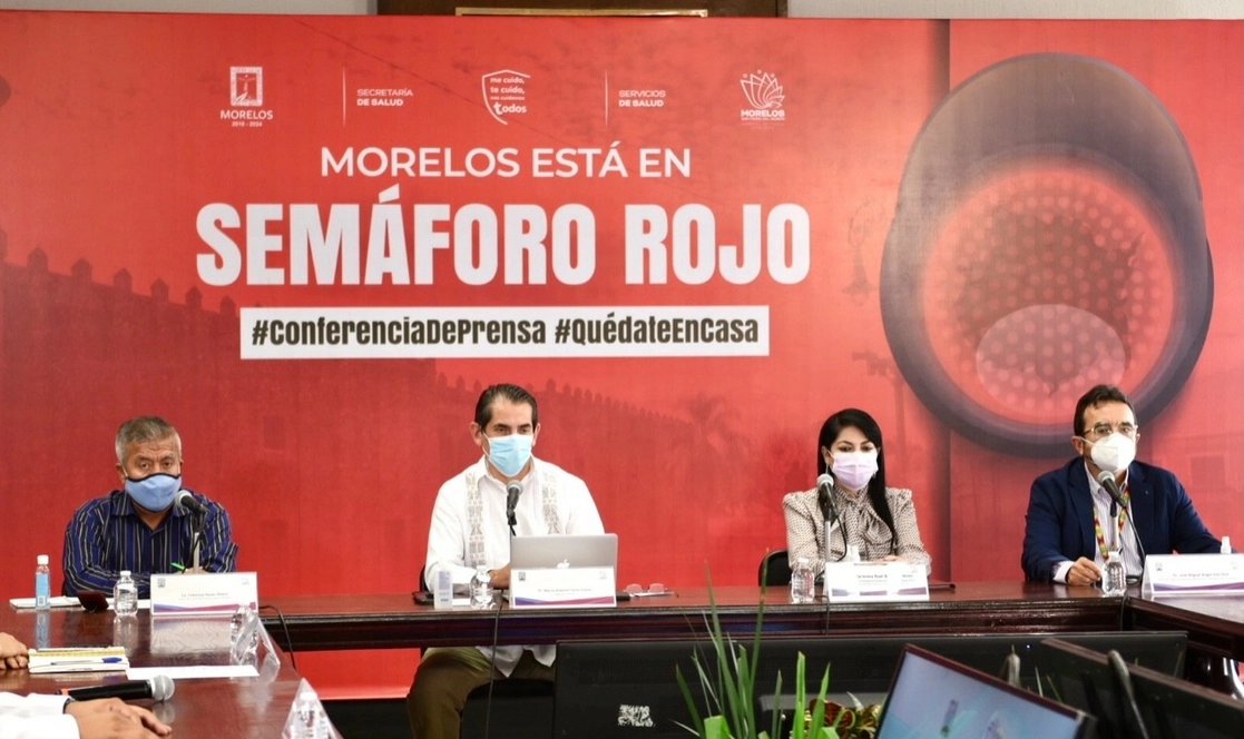 El secretario de Salud en Morelos, Marco Antonio Cantú Cuevas, dijo que el estado ya padece la saturación de hospitales Covid porque las áreas de terapia intensiva de pacientes con esa enfermedad se encuentran en 90 por ciento de ocupación. Foto tomada del Twitter del @GobiernoMorelos