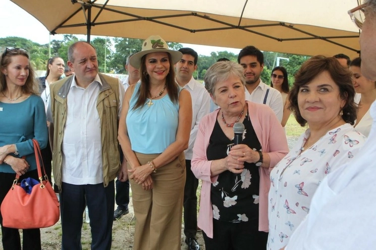 La gira de la canciller Alicia Bárcena inició en Tapachula, Chiapas, el 3 de agosto de 2023. Foto tomada de Twitter @SRE_mx