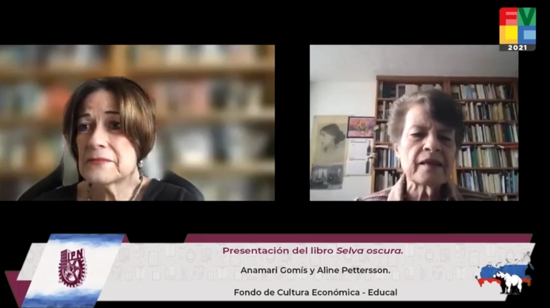 Transmisión de la presentación en vivo de librp 'Selva Oscura' de la escritora Aline Petterson. Foto www.feriadellibro.ipn.mx