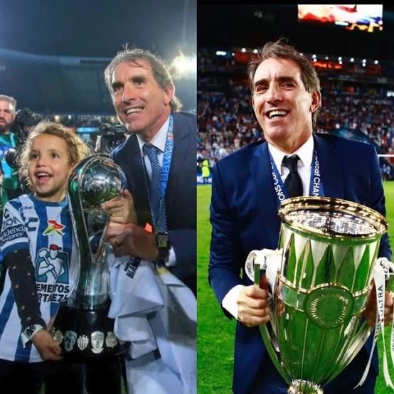 Imagen compuesta de cuando Guillermo Almada obtuvo el título al frente del Club Pachuca en 2022. Foto