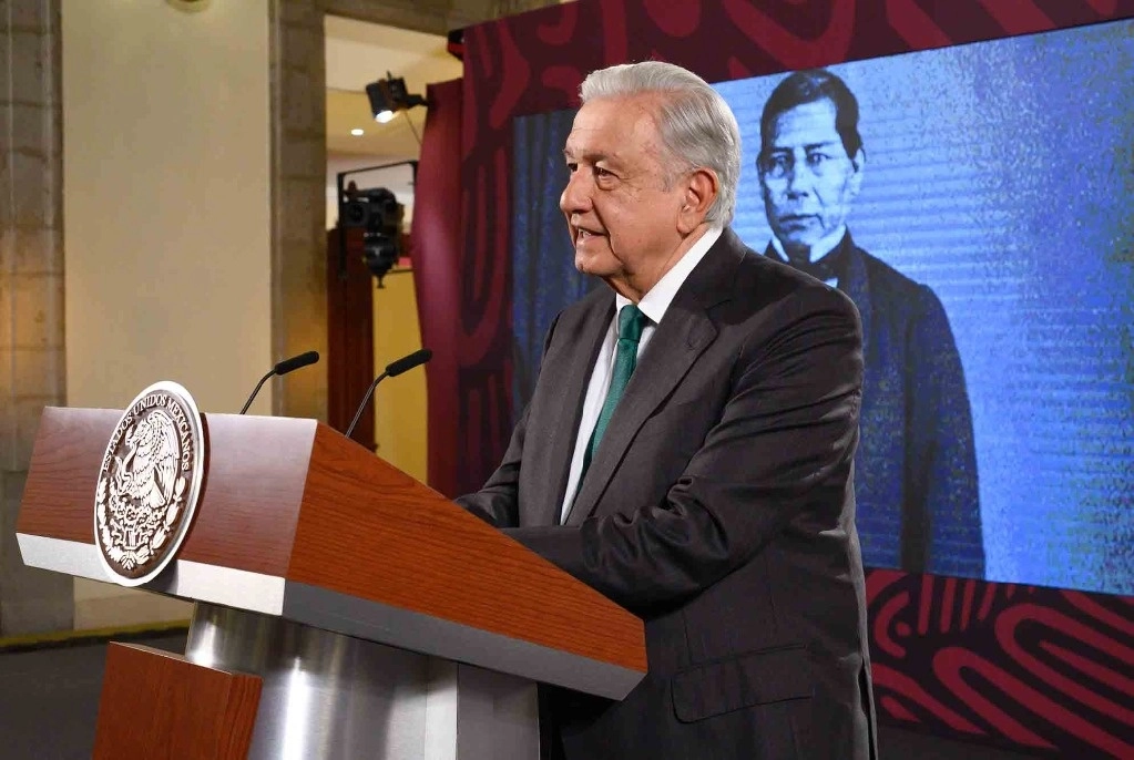 El presidente López Obrador, durante su conferencia matutina desde Palacio Nacional. Foto Presidencia 