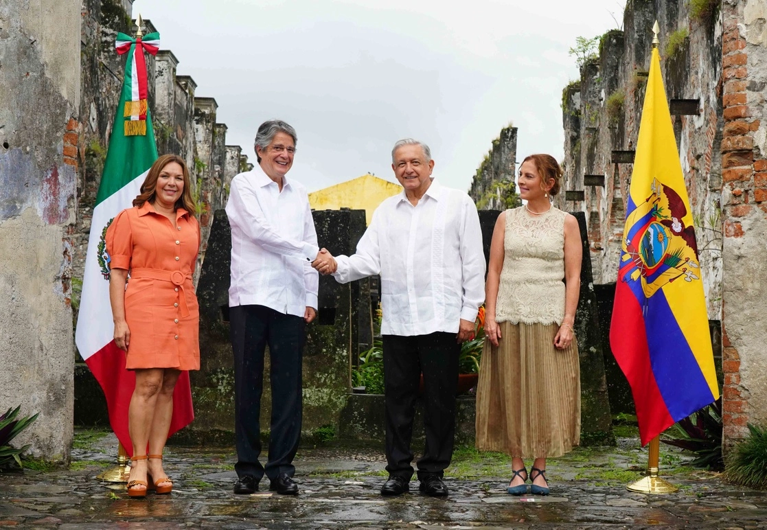 El presidente López Obrador tuvo como invitado al evento conmemorativo al presidente de Ecuador, Guillermo Lasso, el 24 de agosto de 2021. Foto cortesía Presidencia