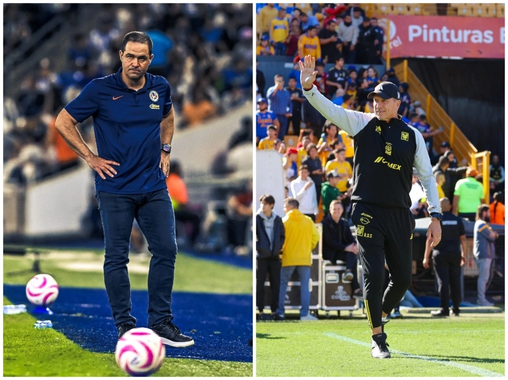 Mientras André Jardine busca su primer título con las Águilas, Rober Dante Siboldi intenta consagrarse bicampeón con los felinos. Foto @ClubAmerica y @TigresOficial