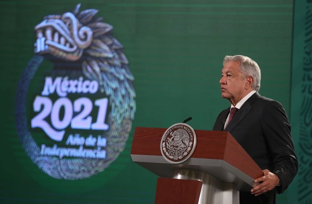 El presidente de México, Andrés Manuel López Obrador, durante su conferencia matutina en Palacio Nacional, en la Ciudad de México, el 2 de junio de 2021. Foto José Antonio López