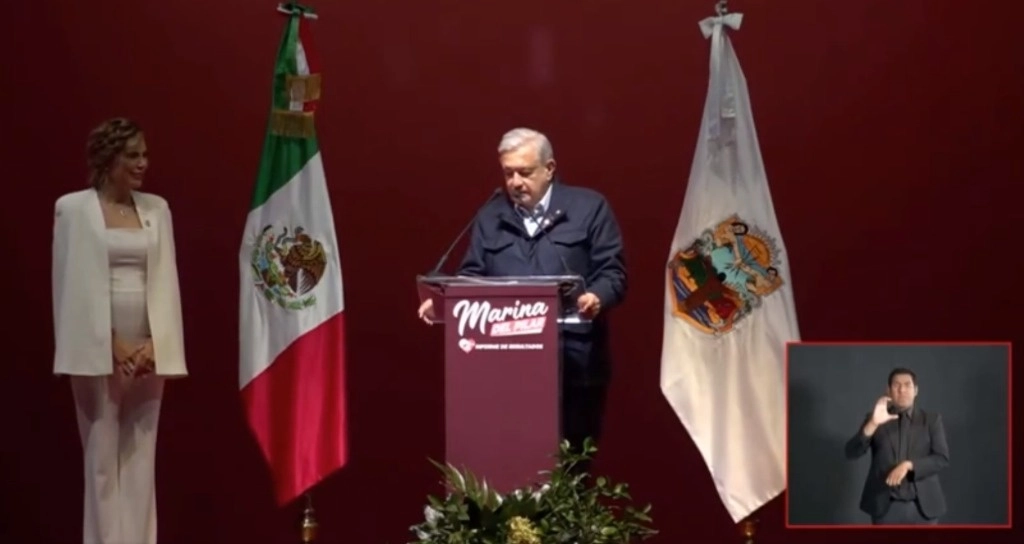 En el marco del segundo informe de labores de la gobernadora, Marina del Pilar Ávila, el presidente Andrés Manuel López Obrador presentó un decálogo de acciones para apoyar a Baja California. Imagen tomada de X @MarinadelPilar