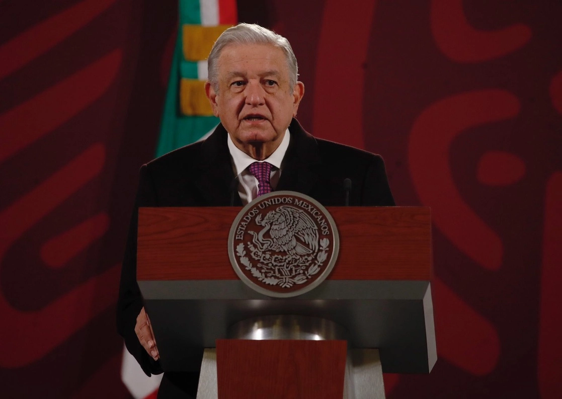 El presidente de México, Andrés Manuel López Obrador, encabeza la conferencia matutina en Palacio Nacional, en la Ciudad de México, el 20 de enero de 2022. Foto Cristina Rodríguez
