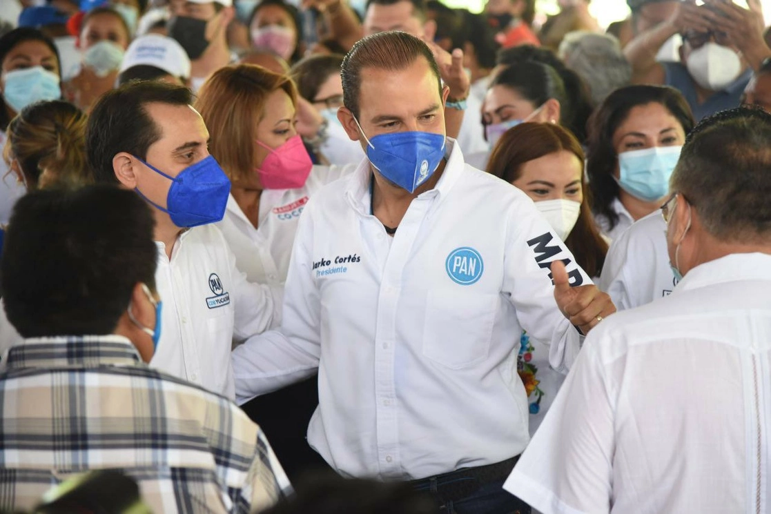El dirigente nacional del PAN, Marko Cortés, de gira por Yucatán. Imagen tomada de @MarkoCortes