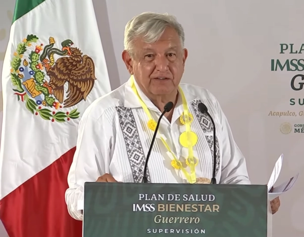 El presidente Andrés Manuel López Obrador durante la formalización del 
Plan Nacional de Salud IMSS-Bienestar en Guerrero. Fotograma tomado del video emitido por Gobierno de México