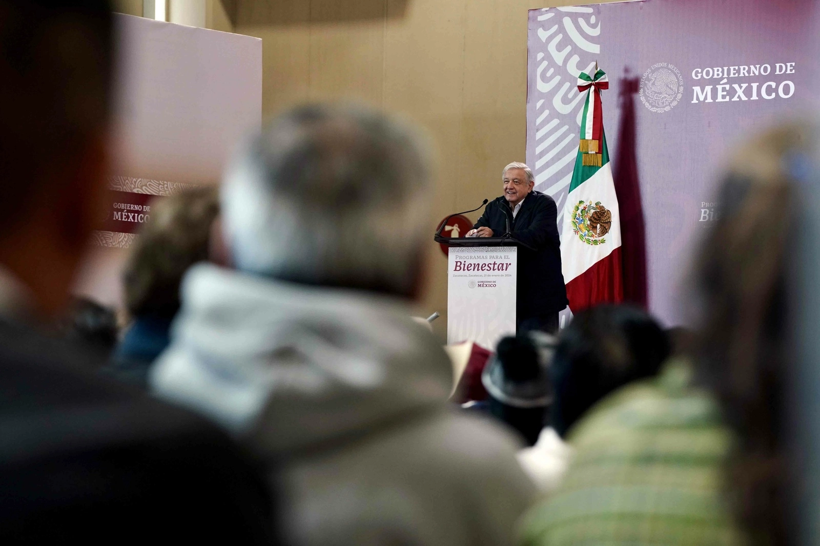 El presidente Andrés Manuel López Obrador durante su gira en Zacatecas, el 21 de enero de 2024. Foto cortesía Presidencia


