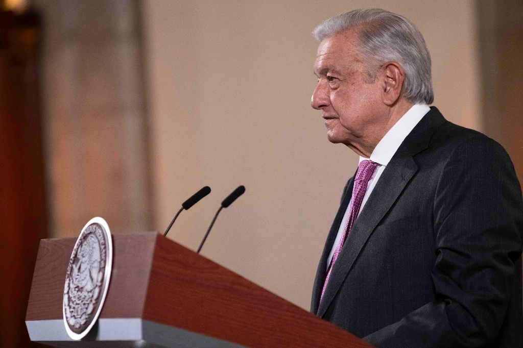 El presidente López Obrador, durante su conferencia de prensa desde Palacio Nacional. Foto Presidencia 