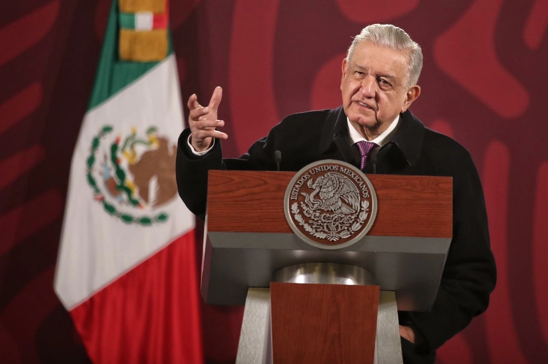 El presidente de México, Andrés Manuel López Obrador, durante la conferencia matutina en Palacio Nacional, en la Ciudad de México, el 2 de febrero de 2022. Foto Marco Peláez