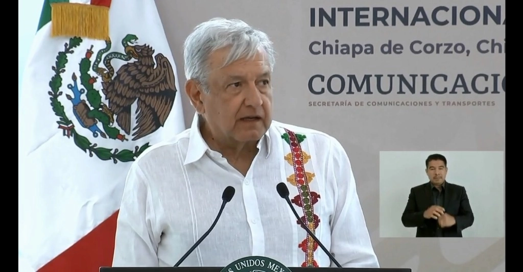 El Presidente Andrés Manuel López Obrador durante la entrega de la ampliación del aeropuerto de Tuxtla Gutiérrez