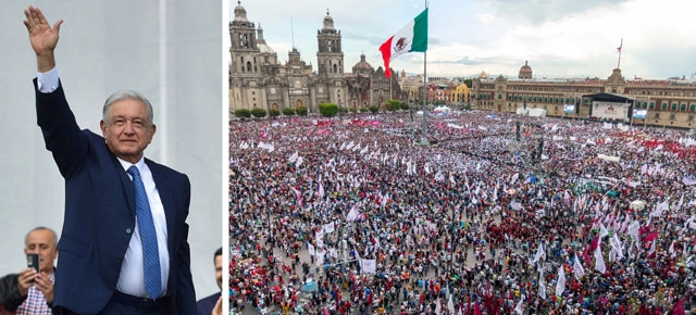 El presidente López Obrador realizó el 1 de julio de 2023 un mitin para celebrar cinco años de su triunfo electoral. Fotos Presidencia y Pablo Ramos / archivo  