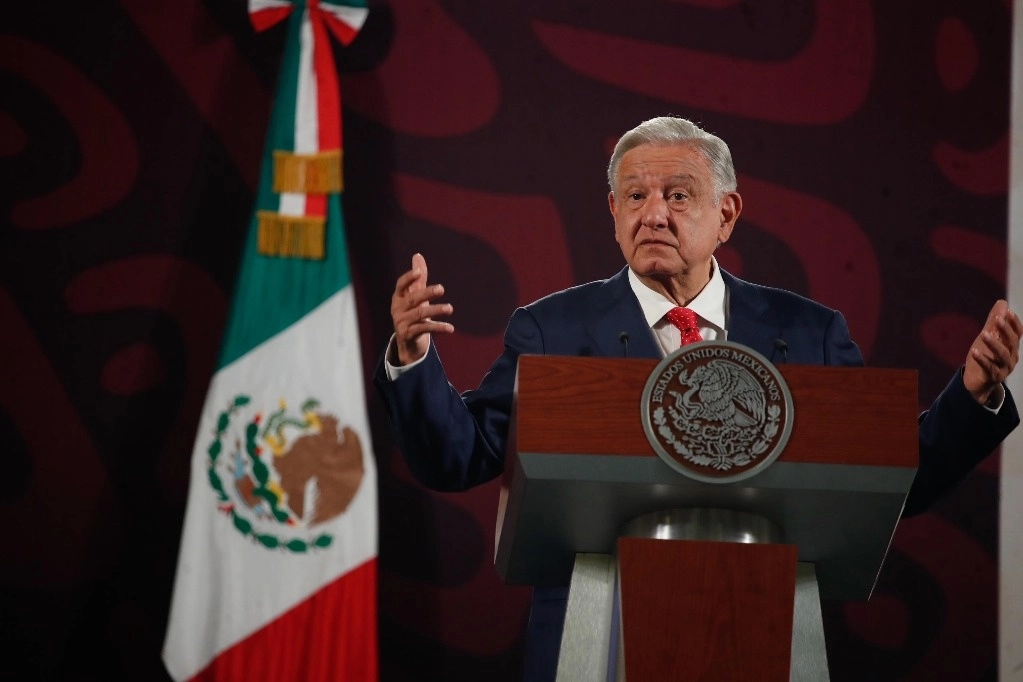 El presidente, Andrés Manuel López Obrador, en la conferencia matutina en Palacio Nacional, el 15 de agosto de 2024. Foto Cristina Rodríguez 