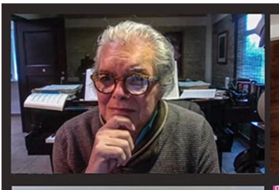 Captura de pantalla de la transmisión de la conferencia que ofreció Arturo Márquez en el marco de la Cátedra de Artes de la UDLAP.