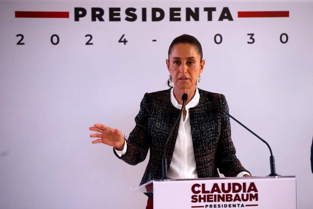 La presidenta electa, Claudia Sheinbaum durante una conferencia de prensa. Foto José Antonio López