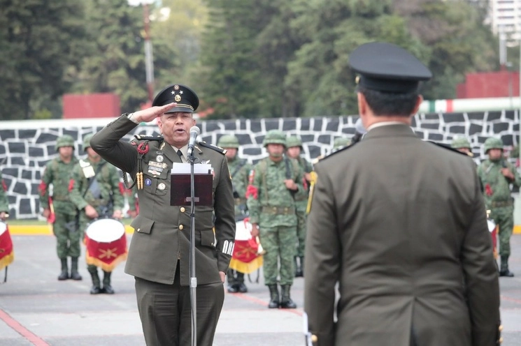 Ceremonia de toma de protesta y posesión del cargo al C. Gral. Bgda D.E.M. Andrés Valencia Valencia, como Comandante de la 1/a. Zona Militar de Chivatito, en la Ciudad de México, el 18 de septiembre de 2023. Foto Luis Castillo