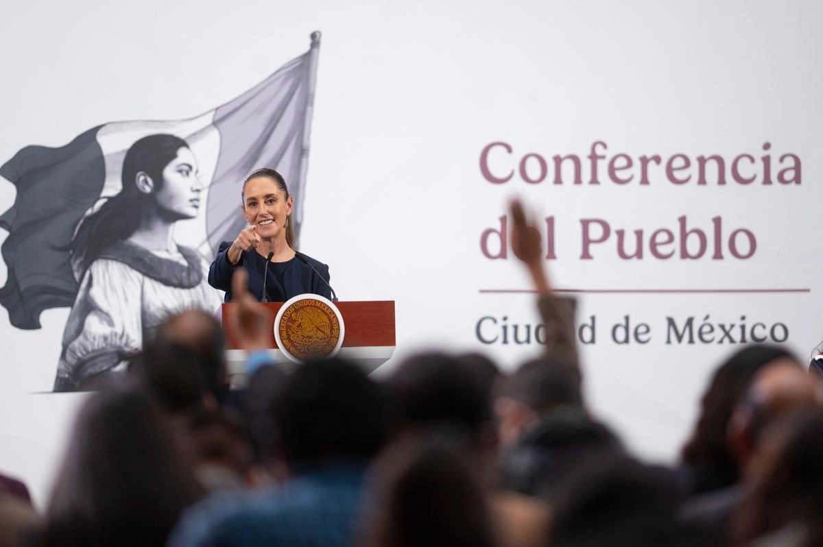 La presidenta Claudia Sheinbaum durante su conferencia matutina desde Palacio Nacional, en la Ciudad de México, el 25 de julio de 2025. Foto 