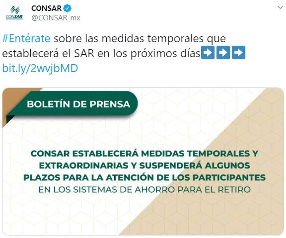 Imagen tomada de Twitter @CONSAR_mx